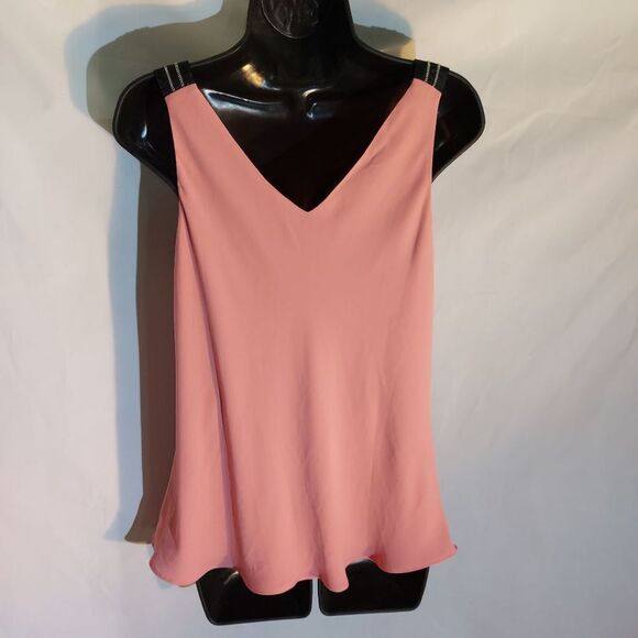 WHBM sleeveless cowl neck blouse with black & silver straps size medium - Picture 2 of 6